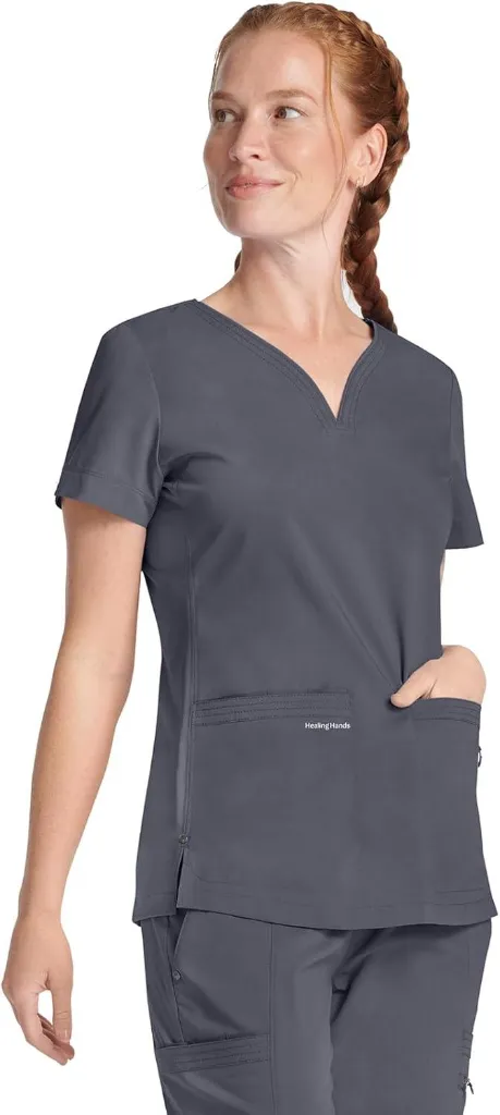 Healing-Hands-Purple-Label-Scrub-Tops-Women--2Way-Stretch-VNeck-Jean-Scrub-Tops-with-3-Pockets--HH600Pewter-8953883-2693.webp
